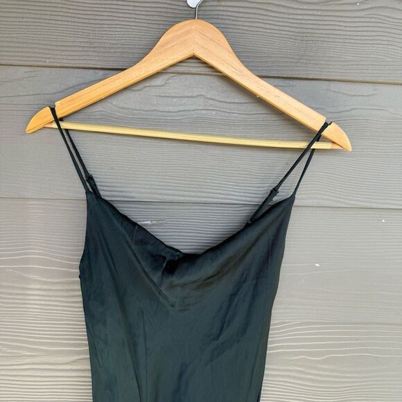 Zara emerald green cowl neck satin dress - Picture 2 of 7